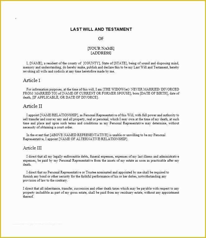 Last Will And Testament Free Template Of 39 Last Will And Testament 