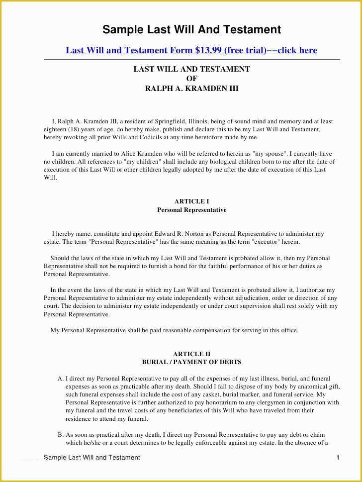 Last Will And Testament Free Template Washington State Of Last Will And 