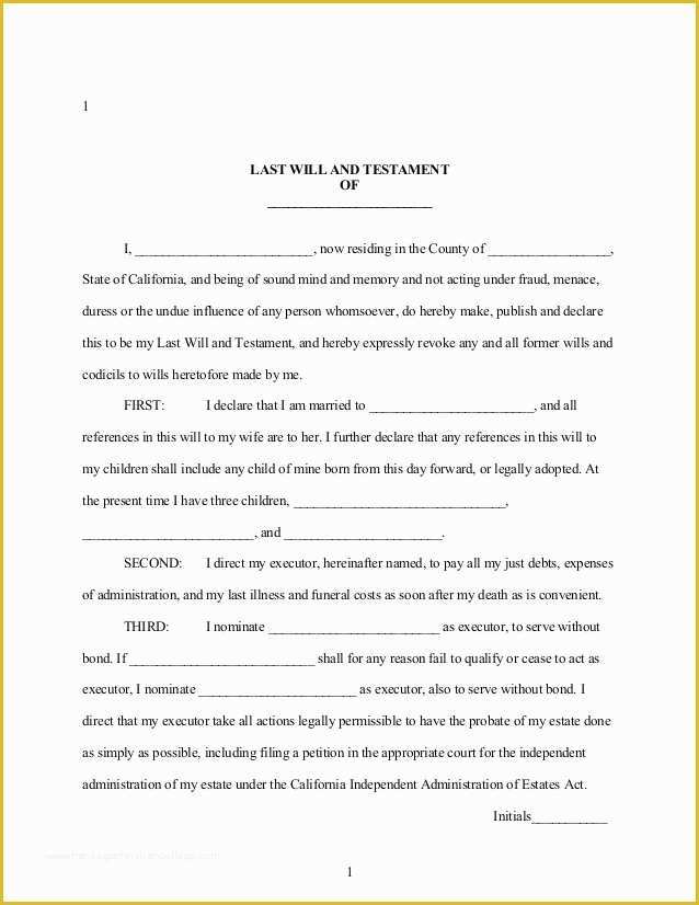 Last Will Templates Free Printable