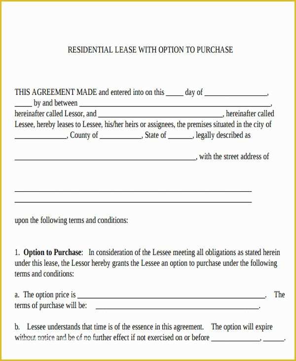 Lease To Own Agreement Template Free Of 19 Printable Lease Agreement 