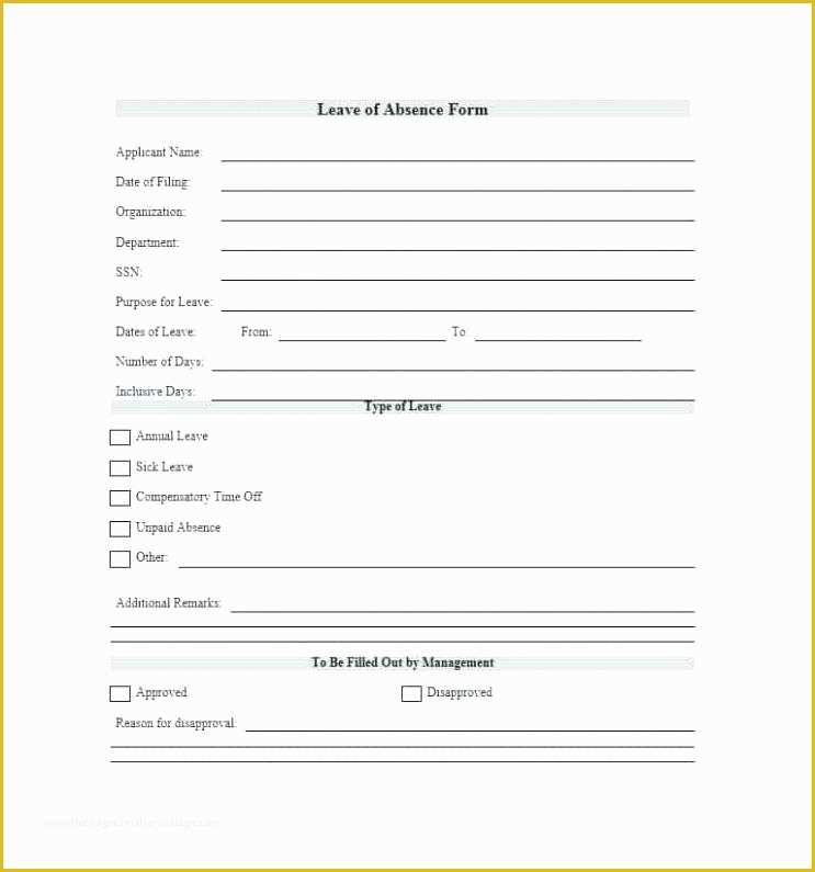 Sick Leave Form Template Beautiful Blank Leave Application Form Www 