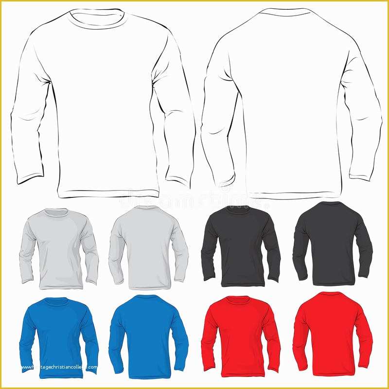 Long Sleeve T Shirt Template Vector Free Of Men S Long Sleeved T Shirt ...