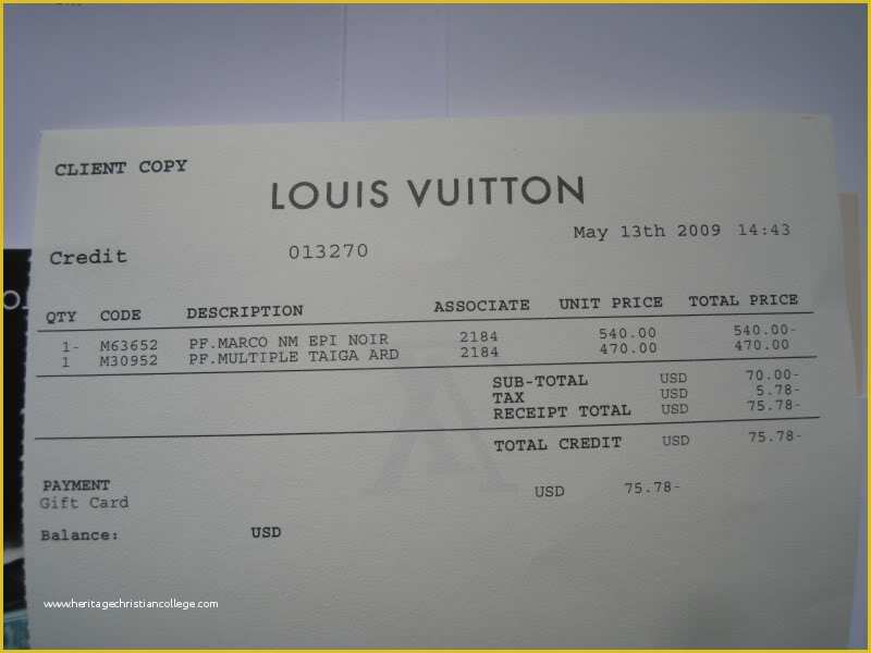 Fake Louis Vuitton Receipt Template PDF