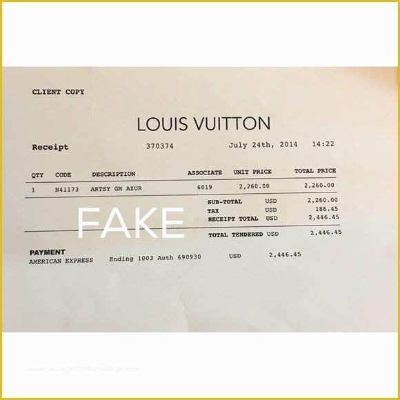 Louis Vuitton Receipt Template