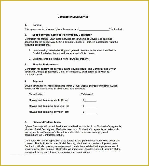 Maintenance Contract Template Free Of 7 Lawn Service Contract Templates 