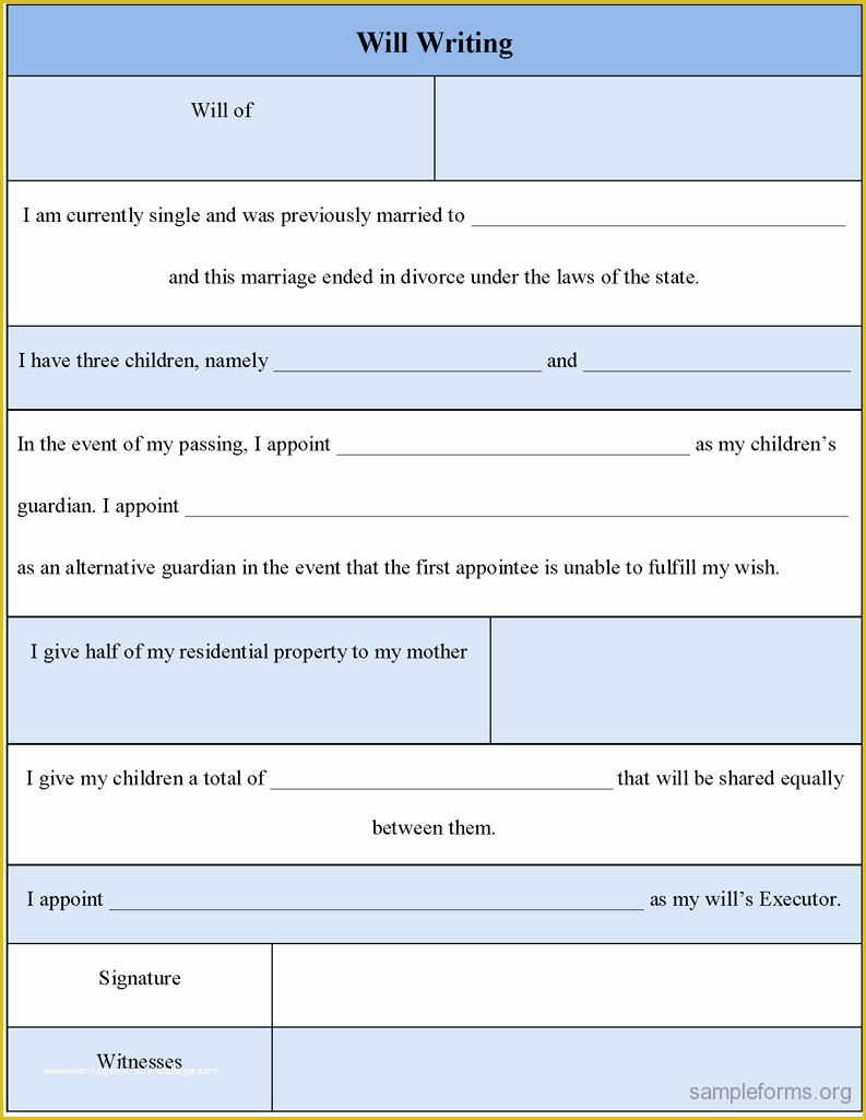 Write Your Own Will Template