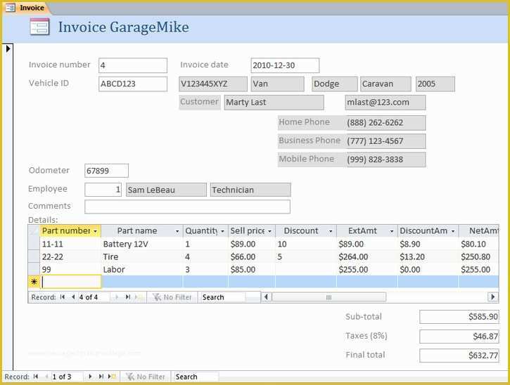 Microsoft Access Invoice Database Template Free Of Access Invoice 