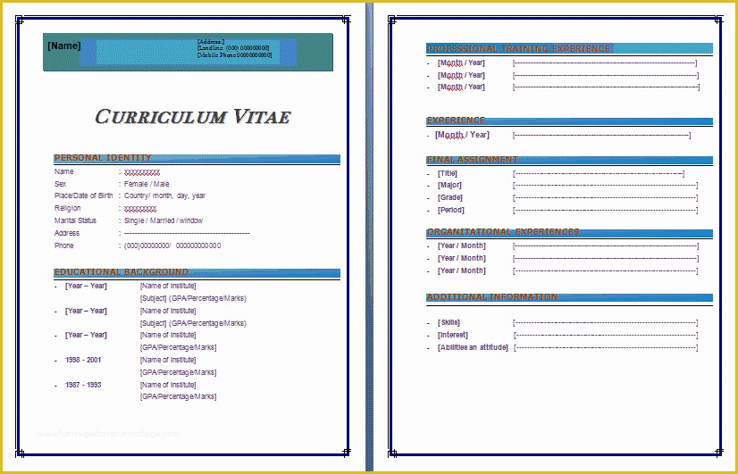 Microsoft Word Cv Templates Free Download Of 6 Curriculum Vitae In Ms 