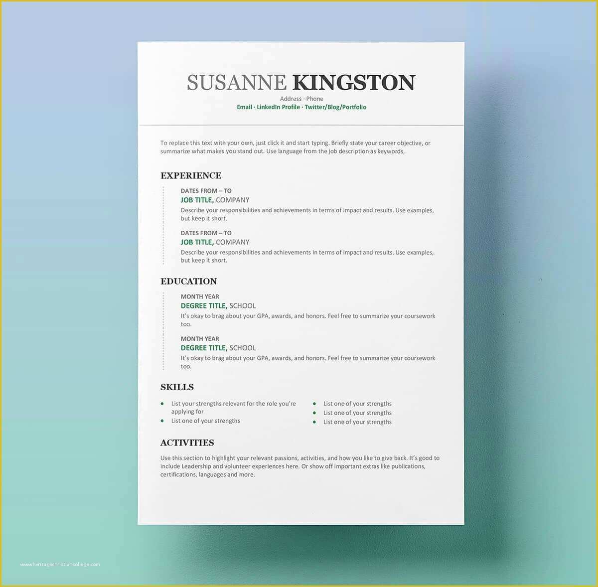 creative resume template word free download