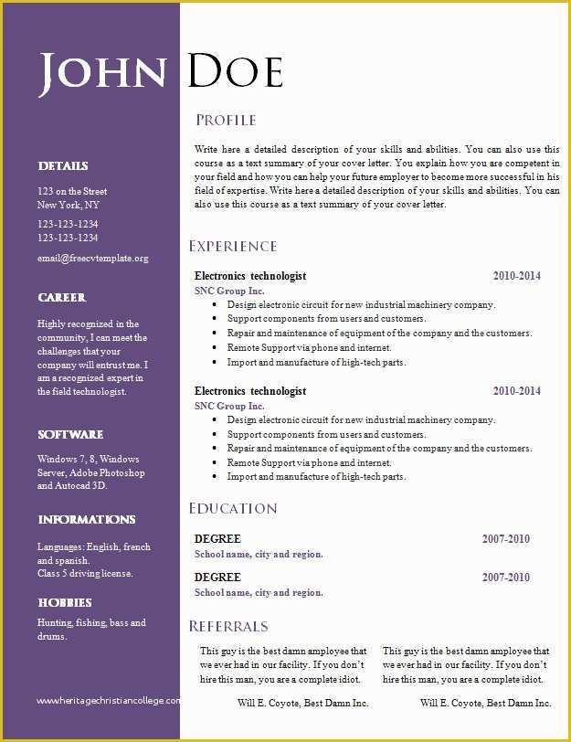 cool resume templates word