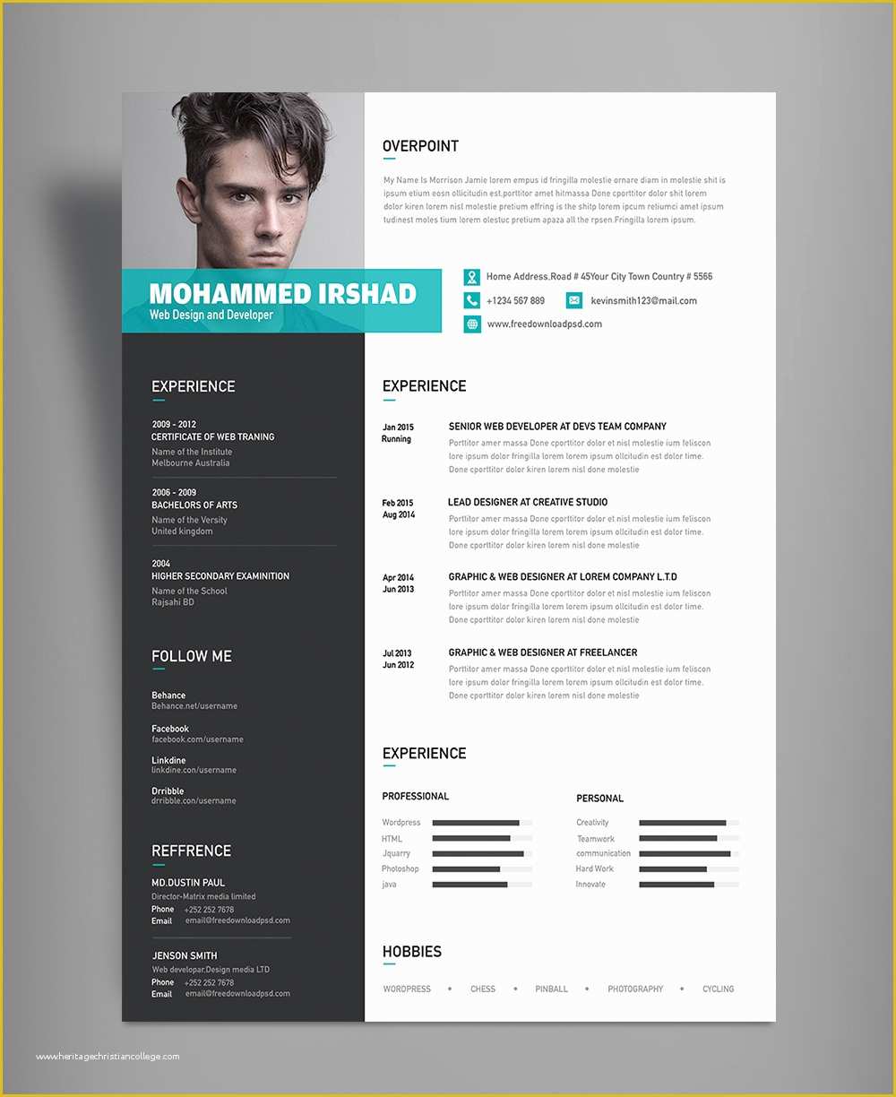 Modern Cv Template Word Free Download Of Free Modern Resume Cv Design 