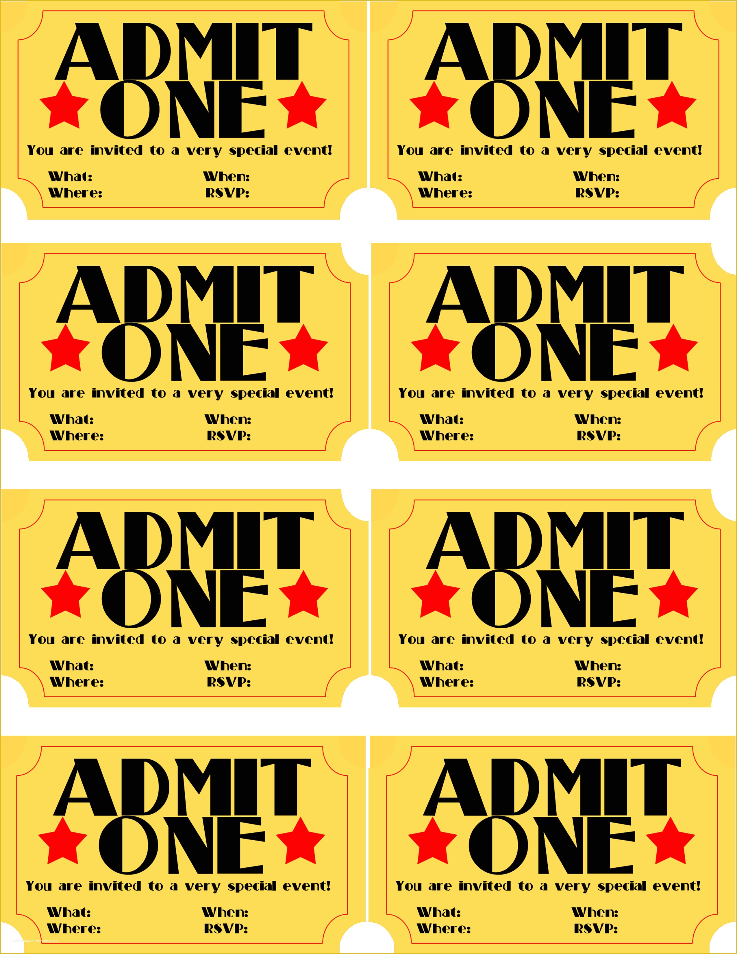 Movie Ticket Invitation Template Free Of Free Printable Movie Ticket