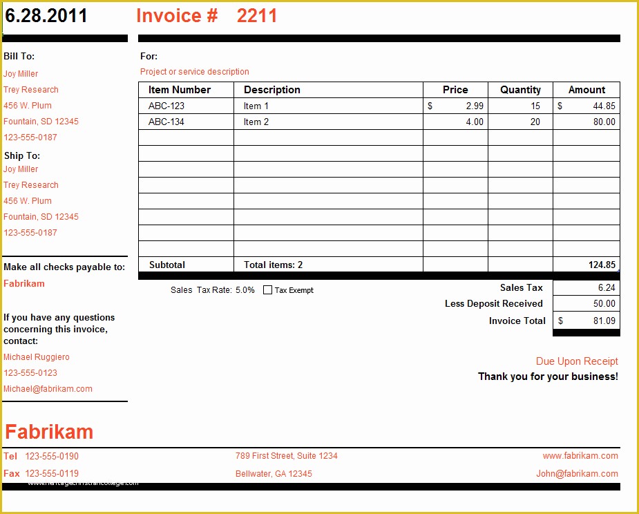 ms word invoice format