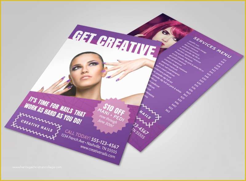 Nail Brochure Templates Free Of Creative Nail Salon Flyer Template ...