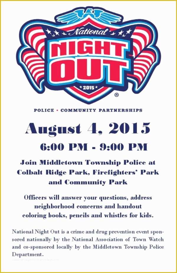 National Night Out Flyer Template Free Of Wel E To Middletown Township Pa Heritagechristiancollege