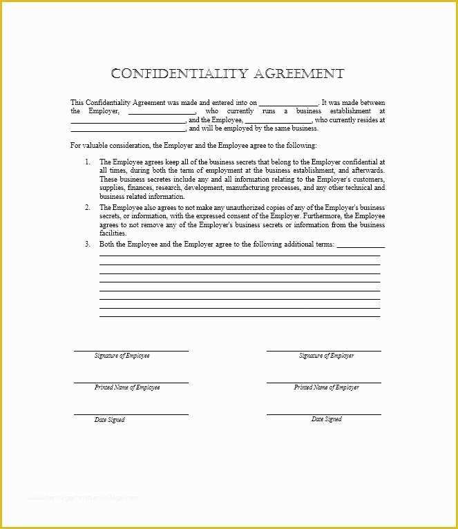 Free Non Disclosure Agreement Template Word South Africa Printable 