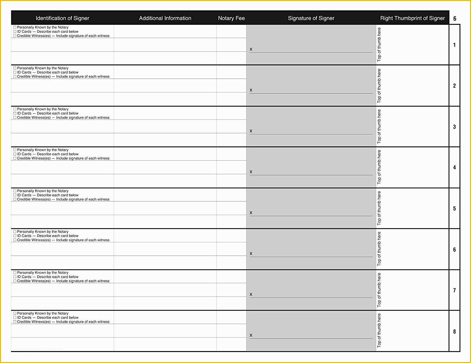 Free Printable Notary Log Sheet