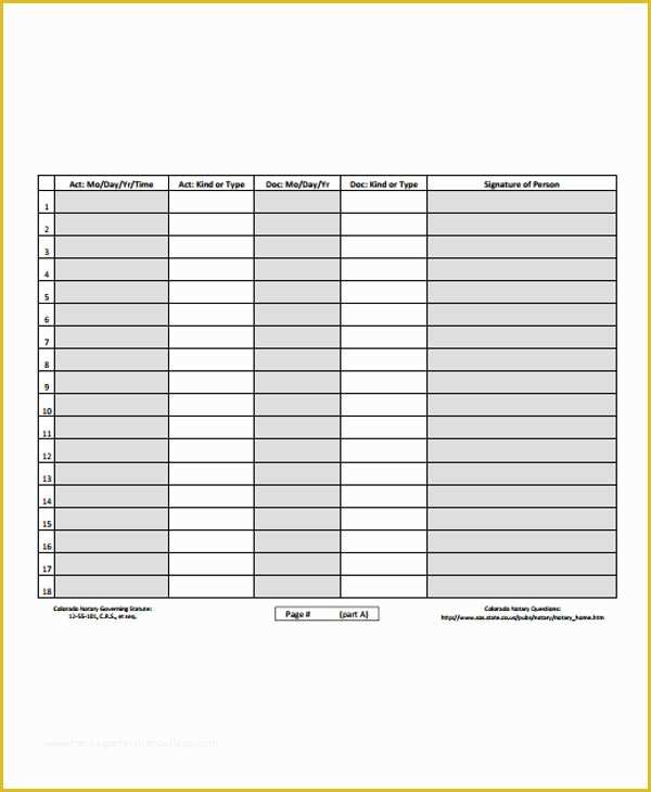 Notary Public Journal Template Free Of 22 Of Notary Record Template