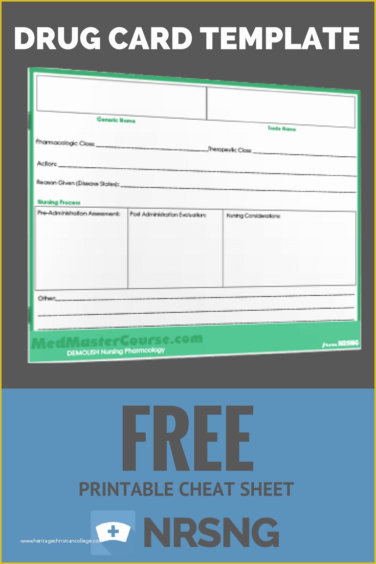 Nursing Templates Free Of Free Printable Cheat Sheet Drug Card Template 