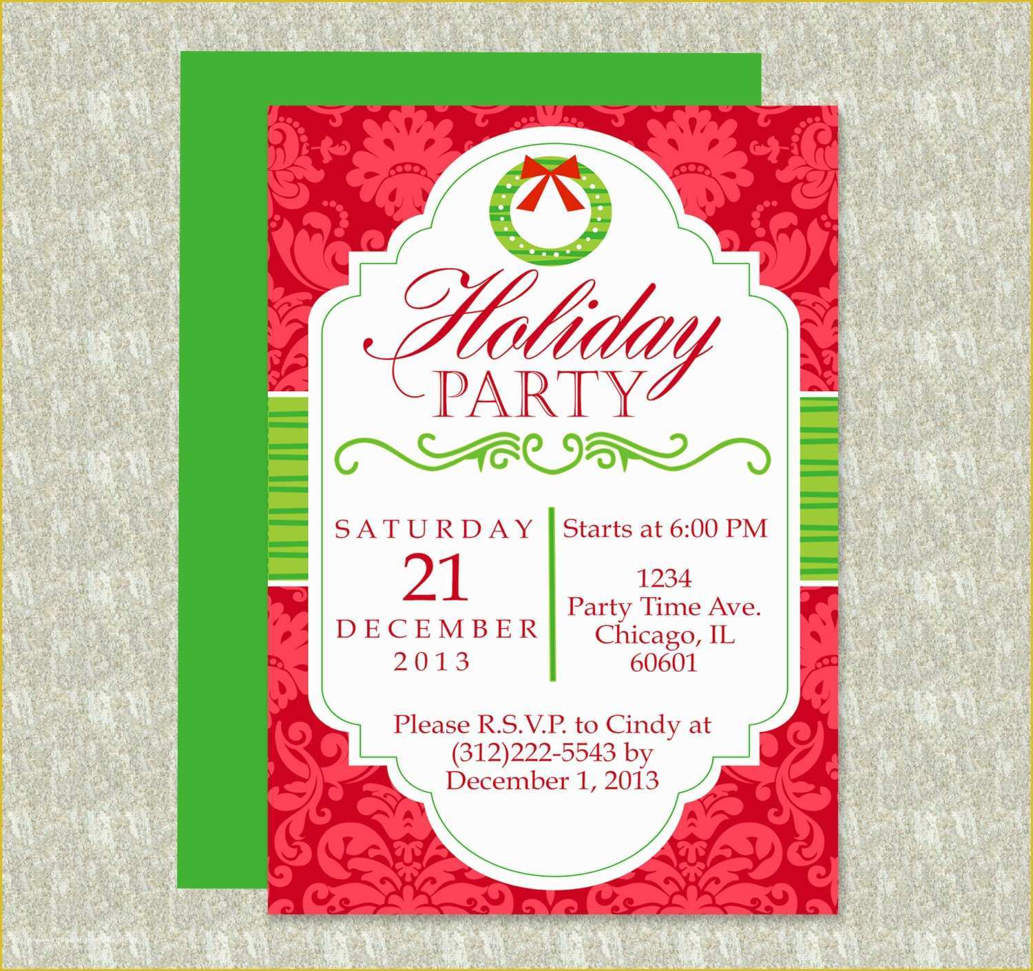 Office Christmas Party Flyer Templates Free Of Holiday Party Invitation Editable Template