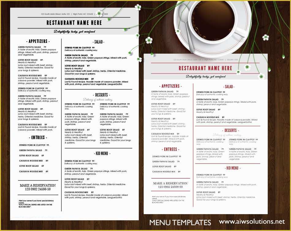 One Page Menu Template Free Of French Restaurant Menu Design Heritagechristiancollege