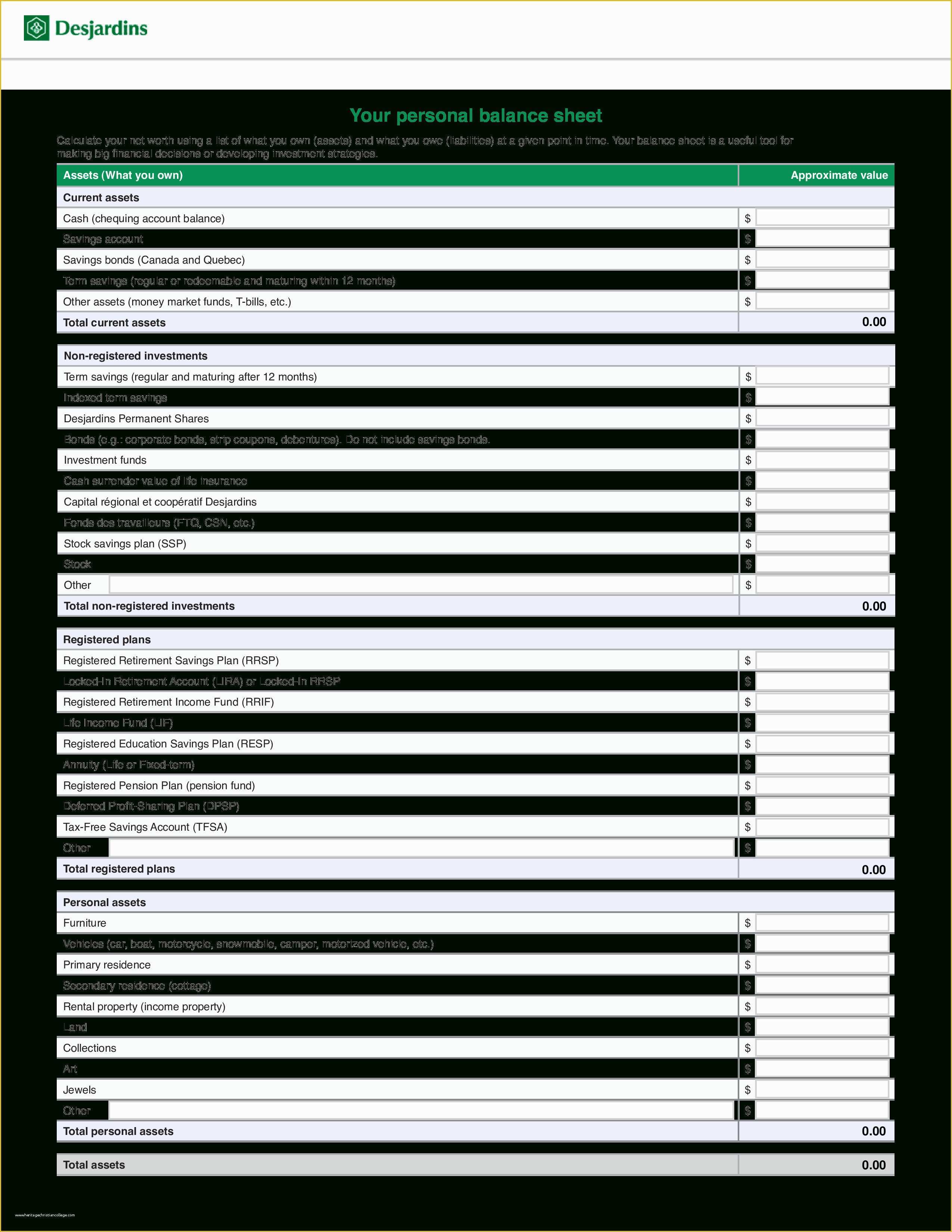 Personal Balance Sheet Template Excel Free Download Of Personal Balance 