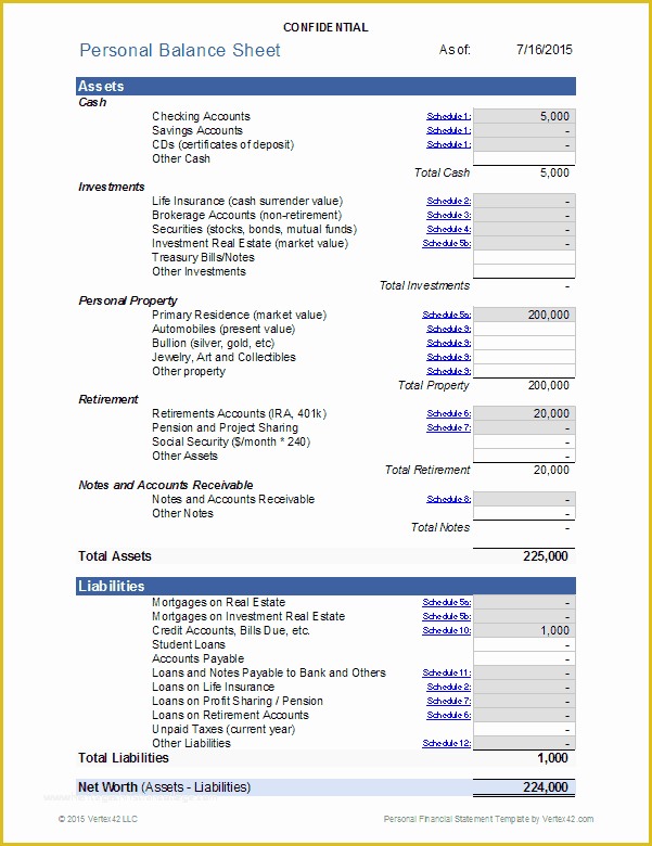 48 Personal Balance Sheet Template Excel Free Download ...