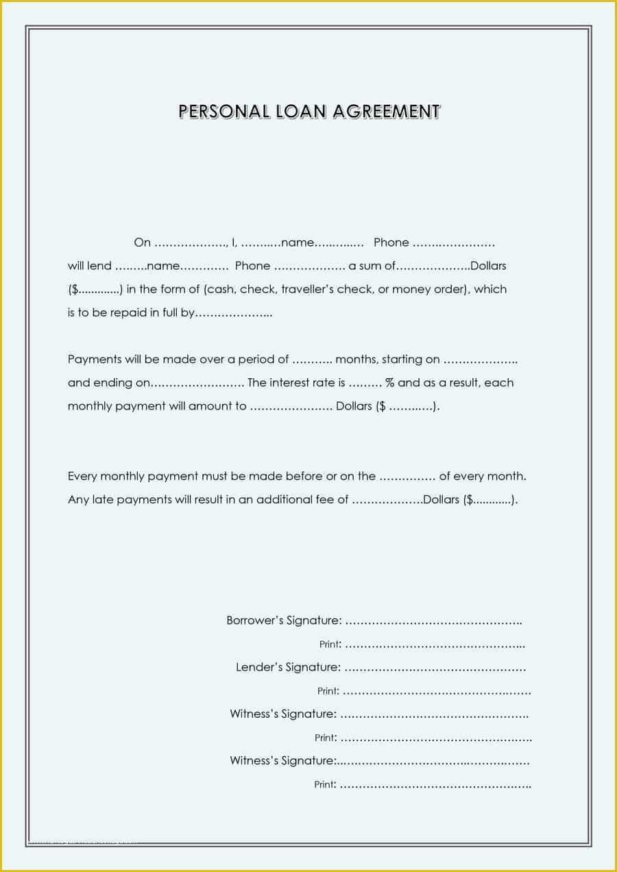 Personal Loan Agreement Template Free Download Of 40 Free Loan Agreement Templates word Pdf