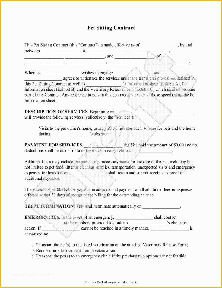 Pet Sitter Contract Template Free Of House and Pet Sitting Printables ...
