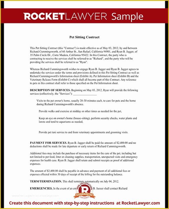  Pet Sitter Contract Template Free Of Pet Sitting Contract Template 