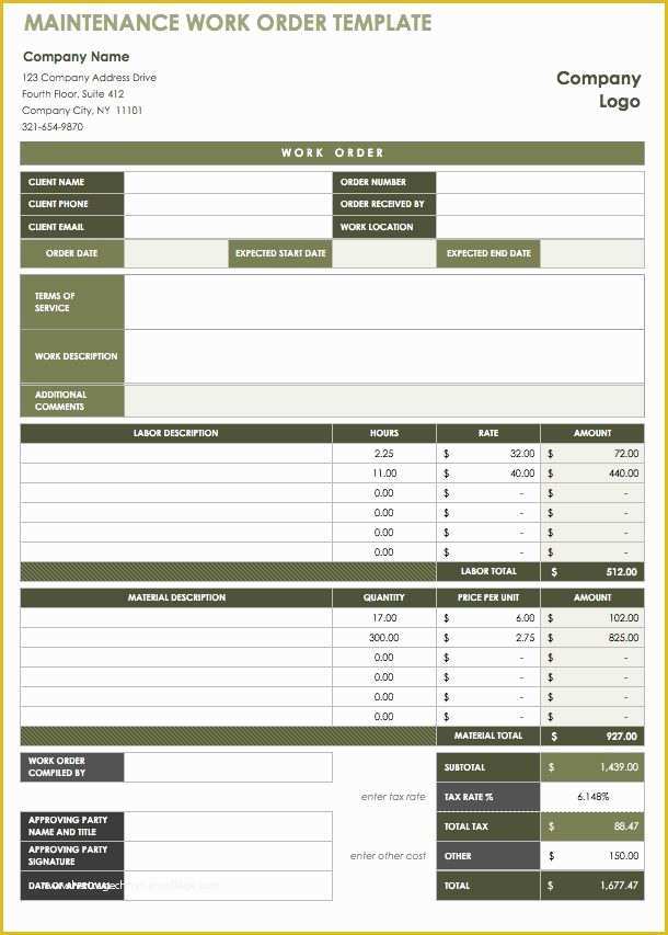 Plumbing Work Order Template Free Of 15 Free Work Order Templates 