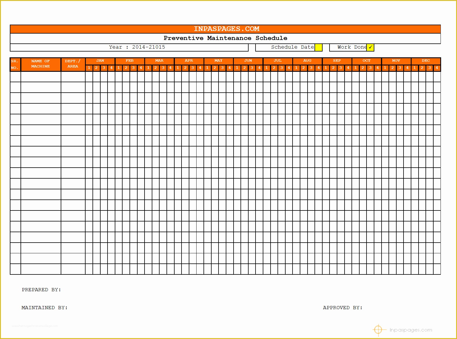 Preventive Maintenance Schedule Template Excel Free Of Free Preventive 