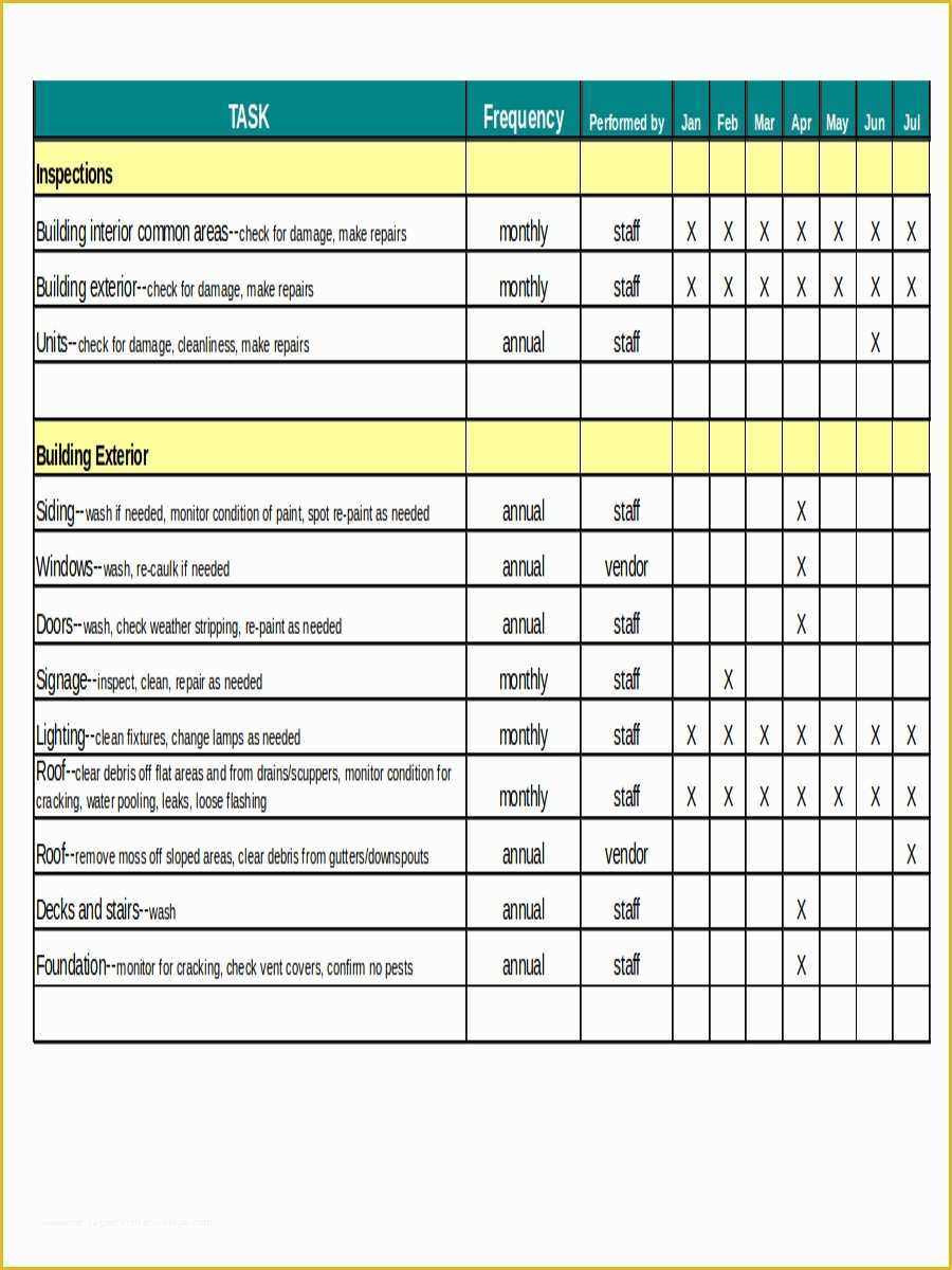 Preventive Maintenance Schedule Template Excel Free Of Planned 