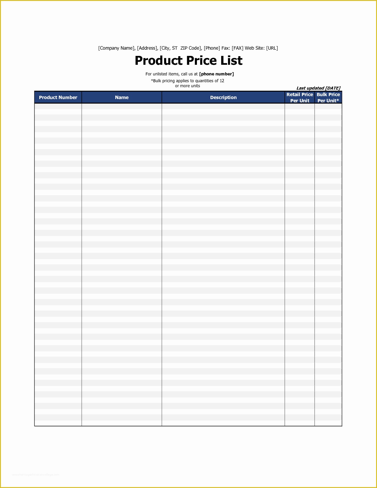 Price List Template Free Of Excel Price List Template 