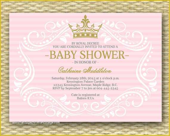 Princess Baby Shower Invitation Templates Free Of Royal Princess Baby 