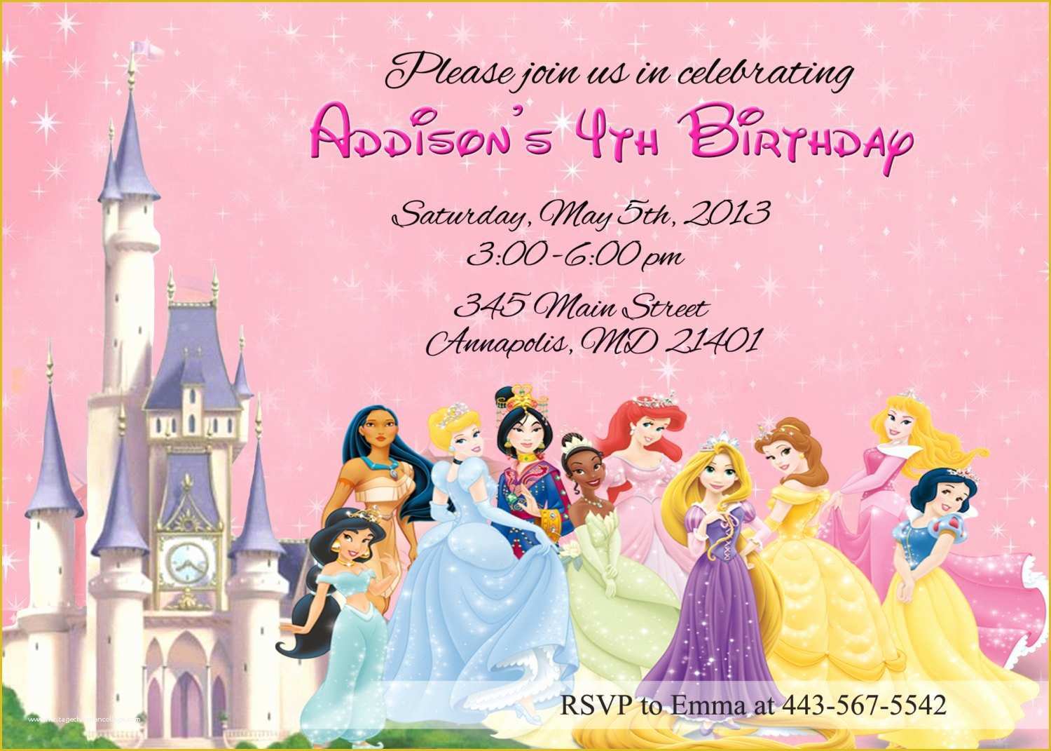 Princess Birthday Invitation Templates Free Of Disney Princesses 