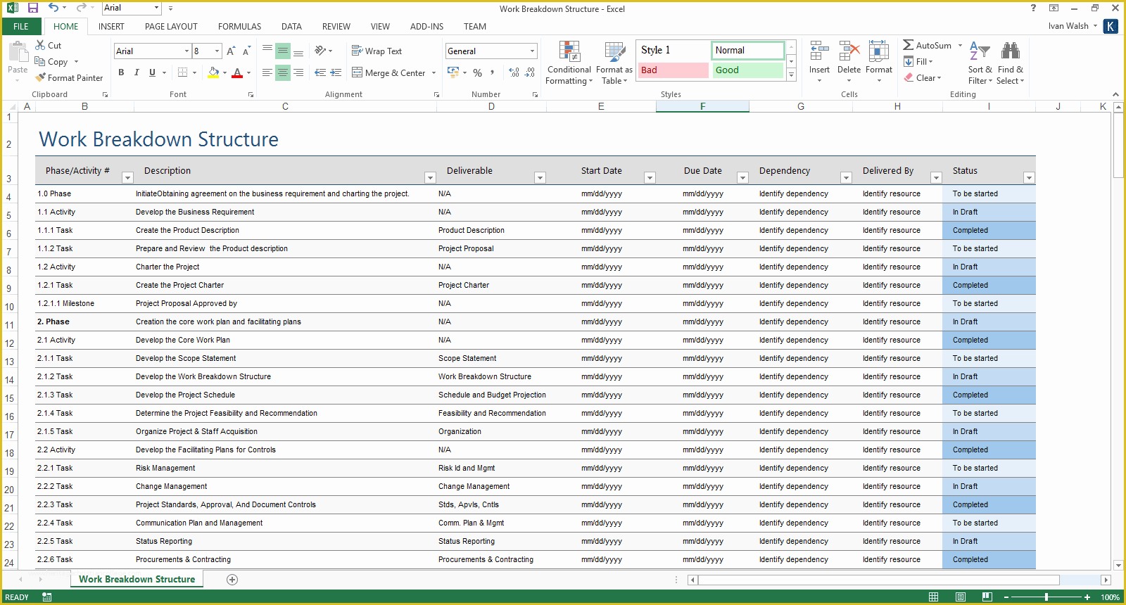 Project Plan Template Excel Free Download Of Project Plan Template 