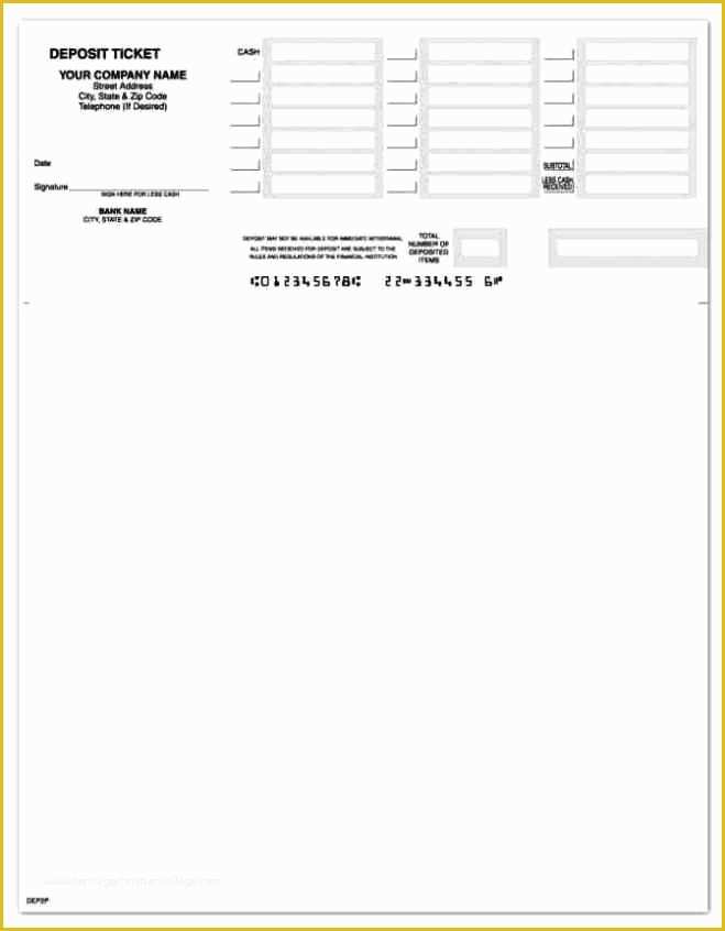 Quickbooks Deposit Slip Template