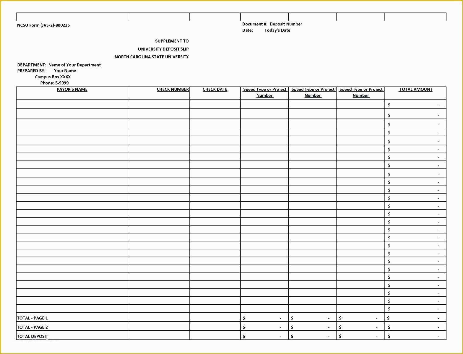 Quickbooks Printable Deposit Slips