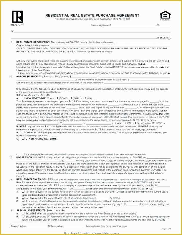 Real Estate Purchase Contract Template Free Of Purchase Agreement form Real Estate Simple Template to