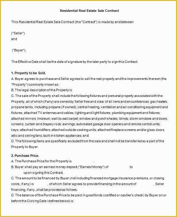  Real Estate Sales Contract Template Free Of Real Estate Sales Contract 