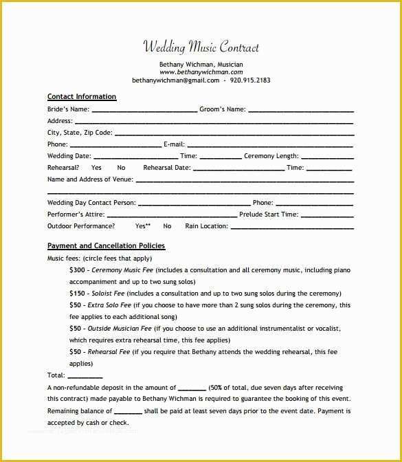Record Label Contract Template Free Of Wedding Band Contract Templates Dj In 2019