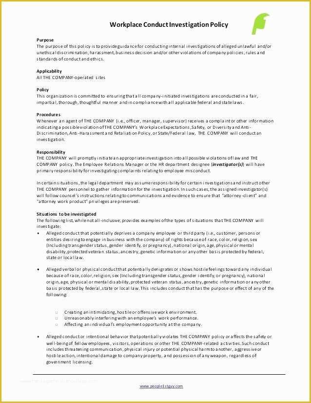 Sexual Harassment Policy Template Free Of Hr Investigation Template 0674