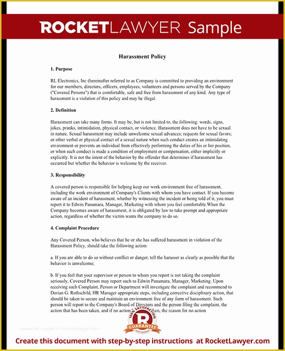 Sexual Harassment Policy Template Free Of Workplace And Pany Harassment 7427