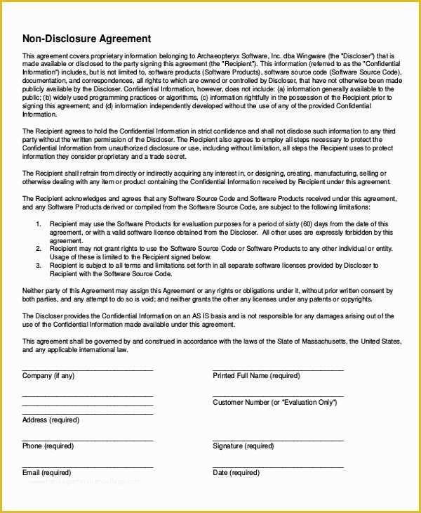 Simple Nda Template Free Of Simple Non Disclosure Agreement Form 13