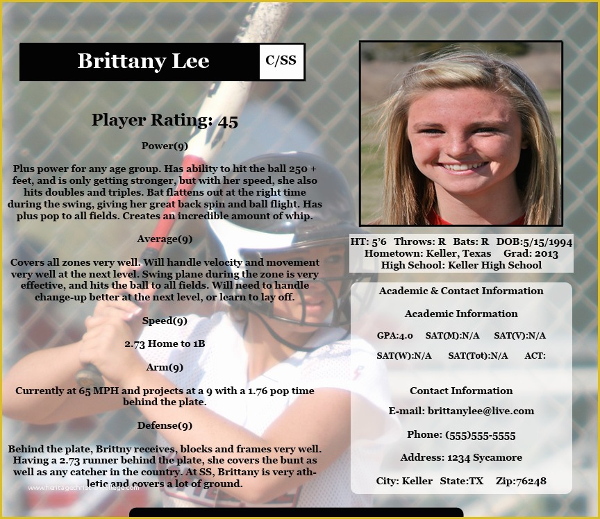 Free Softball Player Profile Template