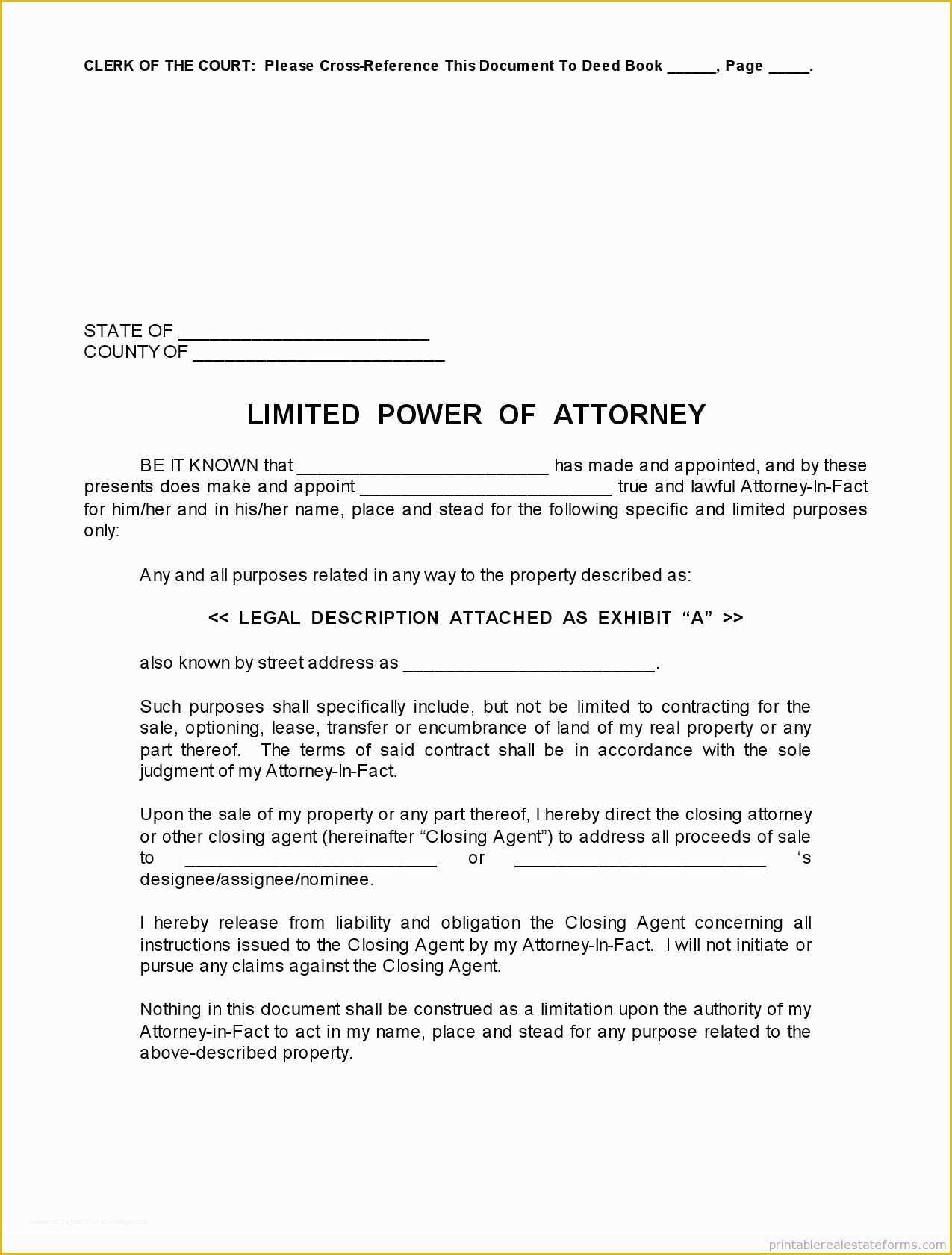 Special Power Of attorney Template Free Of form Special Power attorney