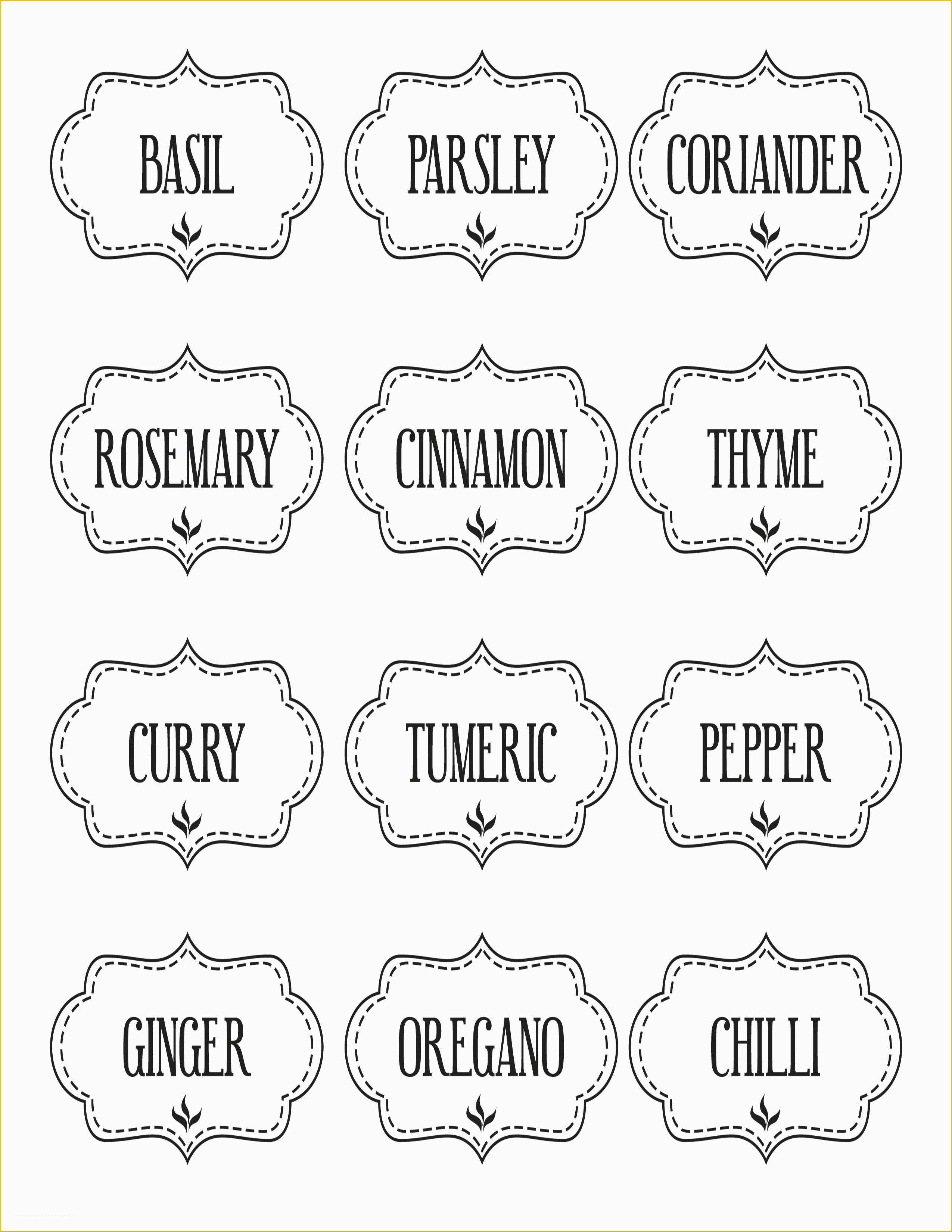 Spice Jar Label Template Free Of Free Printable Kitchen Spice Labels