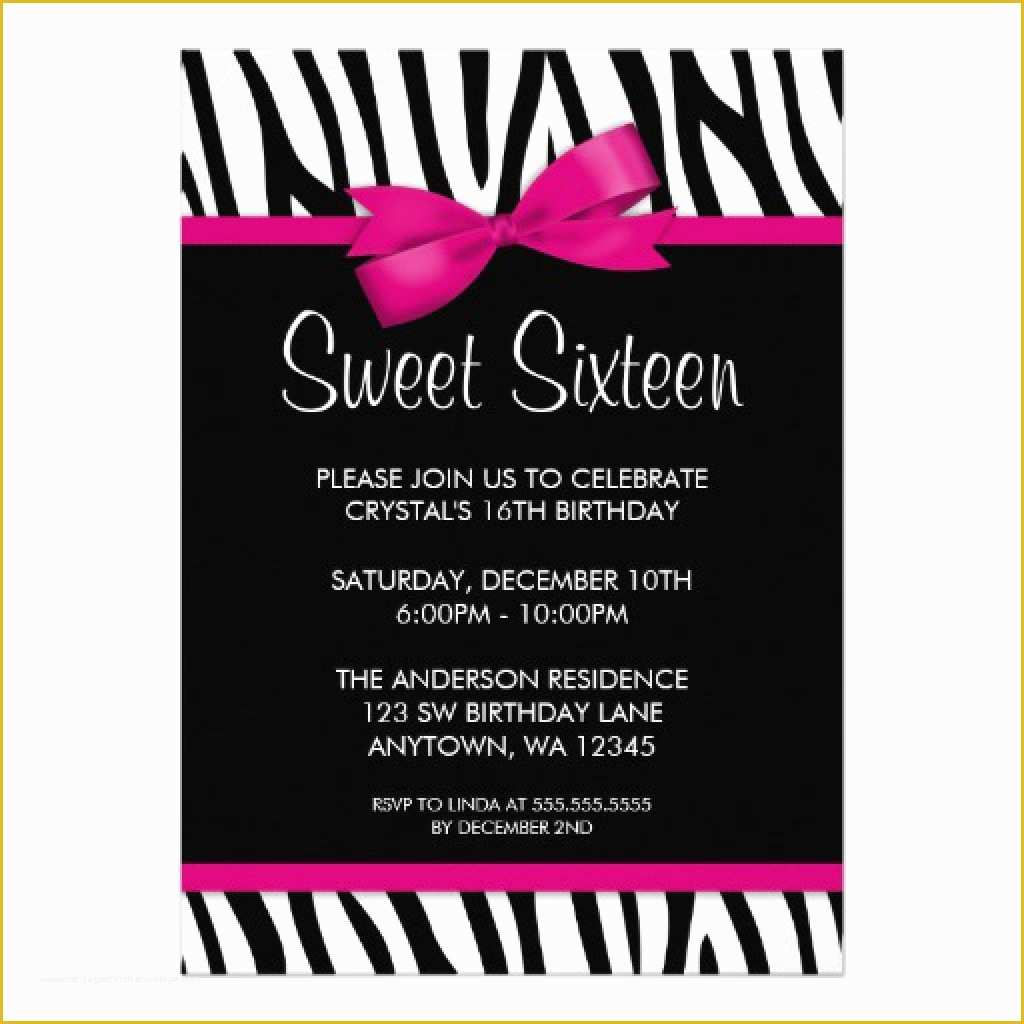 Sweet 16 Invitations Templates Free Of Sweet 16 Birthday Invitations 