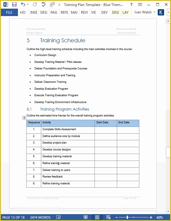 Training Plan Template Excel Free Of Training Plan Template 20 Page 